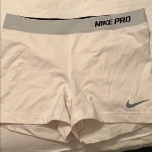 White nike pro short spandex shorts